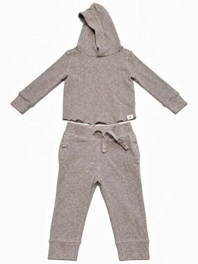 Gap Baby Waffle-Knit Hoodie and Jogger Outfit Set in Gray 18-24M